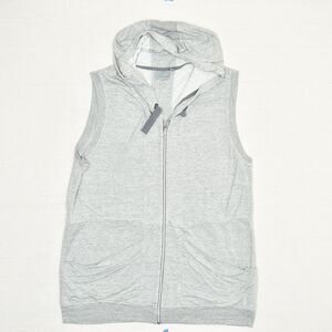 Athleta Heather Light Gray Sleeveless Zip Hoodie Vest